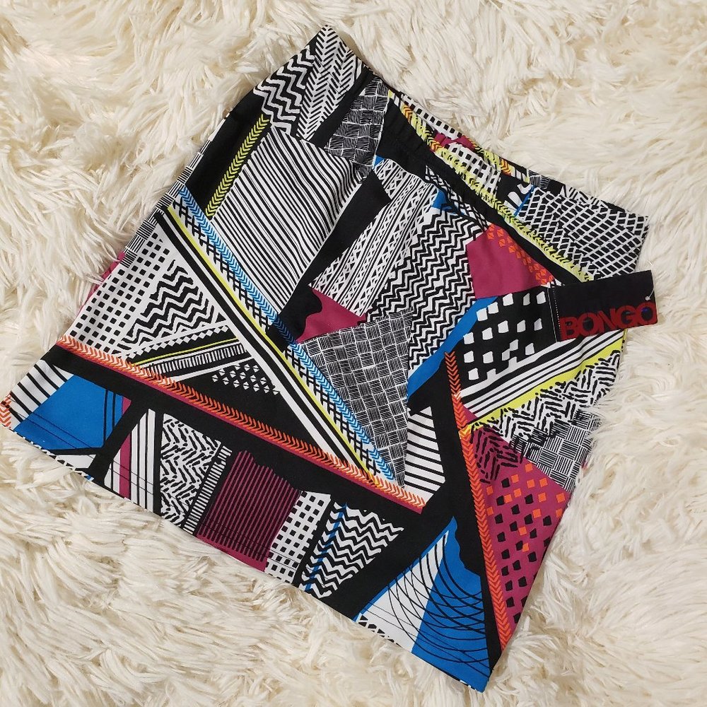 Nwt Bongo 80s 90s Multi Color Retro Mini Skirt - image 2